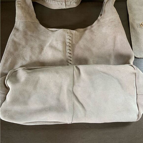 HAUTE HIPPIE Festival Hobo Suede Leather Bag Set Taupe - Picture 16 of 16